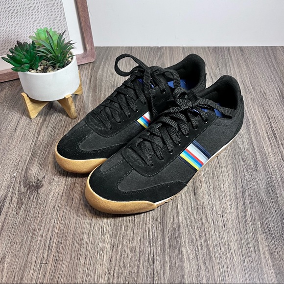 Original Penguin Other - *Penguin | Black Suede Canvas Multi Color Striped Sneakers Size 10